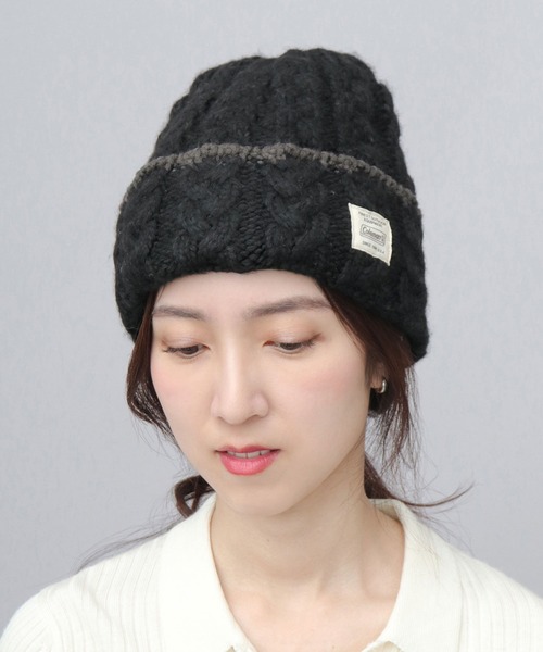 COLEMAN(コールマン)の「裏ボア ケーブル編み ニットワッチ ニット帽(ニットキャップ/ビーニー・メンズ・ブラック/アイボリー/モカ・FREE)」の10枚目の写真