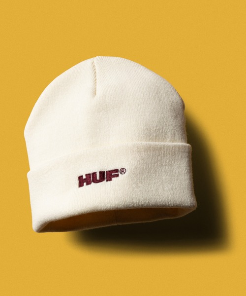 HUF（ハフ）の「ALL CAPS CUFF BEANIE（ニットキャップ/ビーニー・メンズ・ブラック/バーガンディー/ホワイト系その他・O/S）」の2枚目の写真