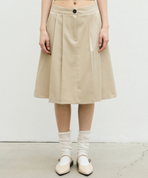NICK&NICOLE | MIDI PINTUCK FLARE SKIRT_BEIGE(スカート)