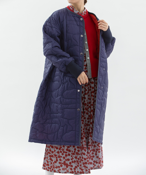 セール】ノーカラースワンキルティングロングコート（その他アウター