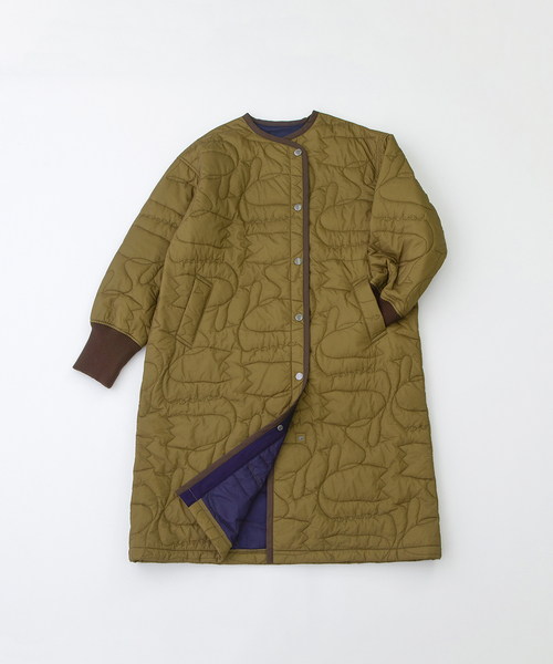 セール】ノーカラースワンキルティングロングコート（その他アウター