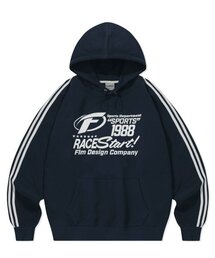 レーシングスピリットラグランフードパーカー-ネイビー