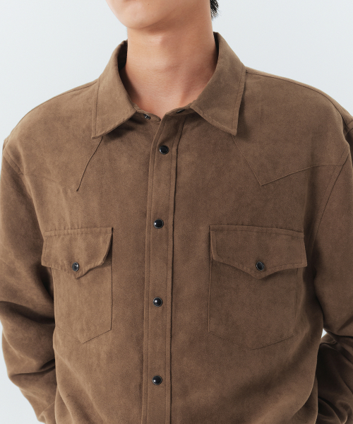 MUSINSA STANDARD（ムシンサスタンダード）の「シンセティックスエードウェスタンシャツ[ライトブラウン]（シャツ/ブラウス・メンズ・その他・MEDIUM/X-LARGE/XX-LARGE/LARGE）」の4枚目の写真