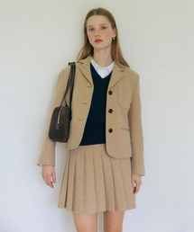 TAILORED WOOL MINI SKIRT BEIGE