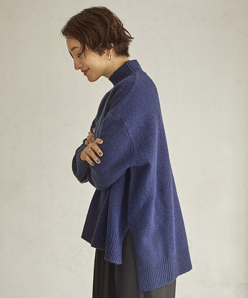 studio CLIP（スタディオクリップ）の「7ゲージウールミックスハイネック ※新色画像待ち（ニット/セーター・レディース・スモーク/ネイビー/ピンク/グリーン/ライトベージュ・FREE）」の4枚目の写真