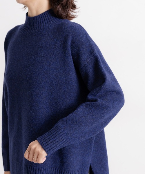 英国製 ビンテージ ネップウール ビッグシルエット ハイネック ケーブルニット studio CLIP（スタディオクリップ） ニット セーター 7ゲージウール