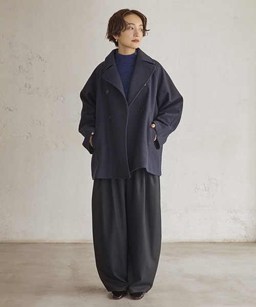 00ss STONE  ハイネック ナイロン切り替え ニット 初期 Kastane（カスタネ）の「ハイネックZIPニットプルオーバー（ニット