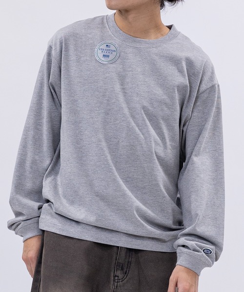 JOHN'S CLOSET（ジョンズクローゼット）の「【15】〔DISCUS/ディスカス〕USAコットンブレンド オーバルワッペン ワンポイント刺繍 ロングスリーブTシャツ（Tシャツ/カットソー・メンズ・ネイビー/ホワイト/グレー/杢グレー/ブラック・MEDIUM/LARGE）」の4枚目の写真