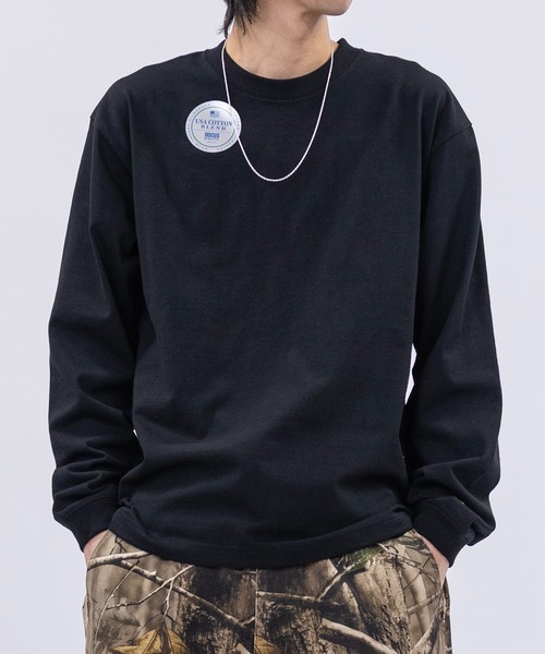 JOHN'S CLOSET（ジョンズクローゼット）の「【15】〔DISCUS/ディスカス〕USAコットンブレンド オーバルワッペン ワンポイント刺繍 ロングスリーブTシャツ（Tシャツ/カットソー・メンズ・ネイビー/ホワイト/グレー/杢グレー/ブラック・MEDIUM/LARGE）」の2枚目の写真