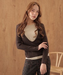 wool blend layered knit pullover