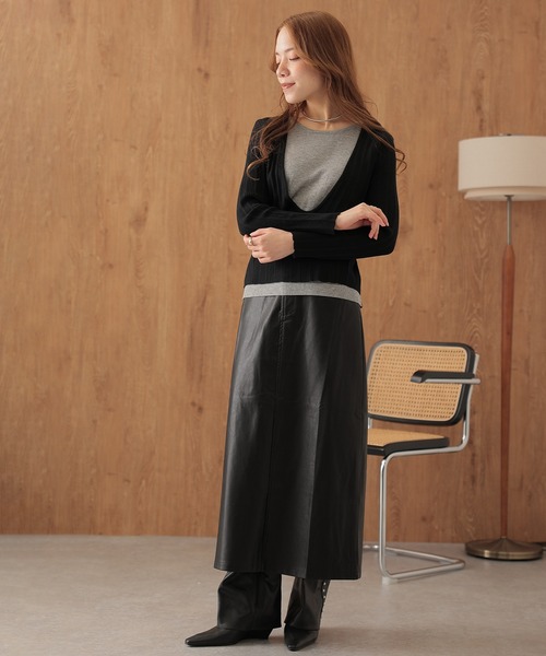 SUWDEE(スーディー)の「wool blend layered knit pullover(ニット/セーター・レディース・ダークグレー/ブラック/ブラウン・FREE)」の4枚目の写真