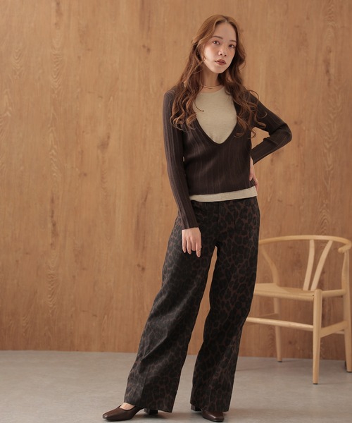 SUWDEE(スーディー)の「wool blend layered knit pullover(ニット/セーター・レディース・ダークグレー/ブラック/ブラウン・FREE)」の7枚目の写真