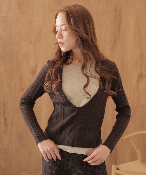 SUWDEE(スーディー)の「wool blend layered knit pullover(ニット/セーター・レディース・ダークグレー/ブラック/ブラウン・FREE)」の8枚目の写真