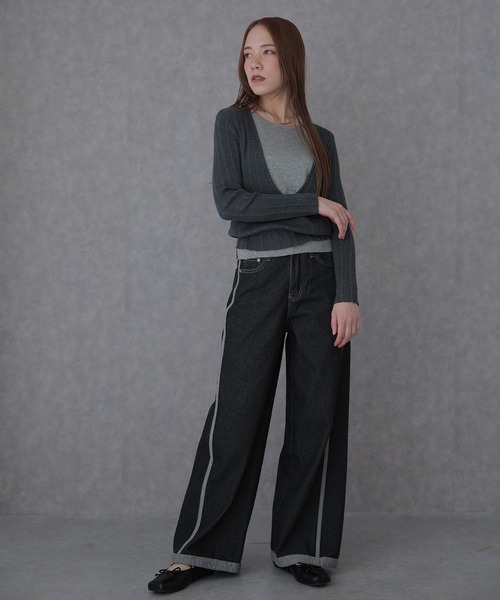 SUWDEE(スーディー)の「wool blend layered knit pullover(ニット/セーター・レディース・ダークグレー/ブラック/ブラウン・FREE)」の10枚目の写真