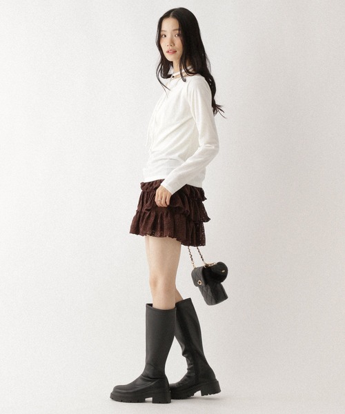 Heather(ヘザー)の「タイ付きベロアカットソー 627014(Tシャツ/カットソー・レディース・アイボリー/ブラック/ピンク・FREE)」の6枚目の写真