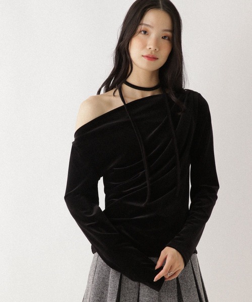 Heather(ヘザー)の「タイ付きベロアカットソー 627014(Tシャツ/カットソー・レディース・アイボリー/ブラック/ピンク・FREE)」の15枚目の写真