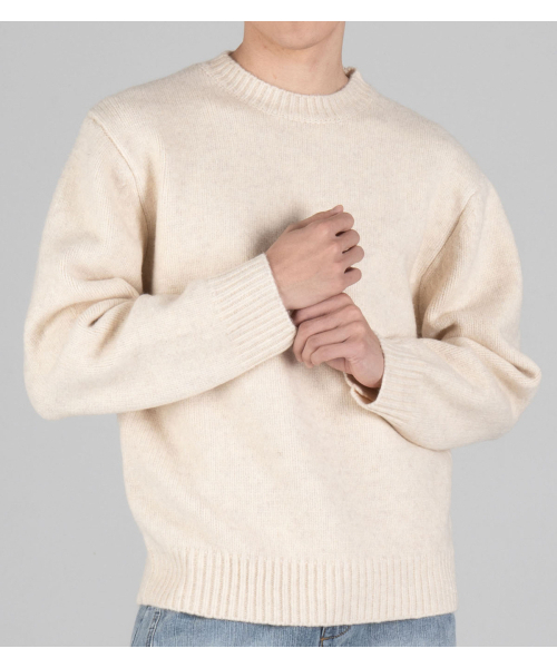 BUTTON SEOUL(ボタンソウル)の「ウールブレンドラウンドヘビーニット(アイボリー)(ニット/セーター・メンズ・その他・MEDIUM/LARGE/X-LARGE)」の6枚目の写真
