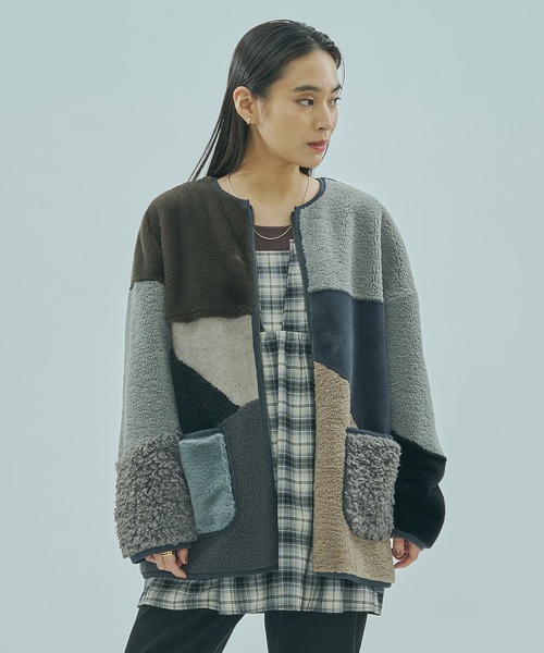 ROSE BUD(ローズバッド)の「PATCHWORK FAUXFUR COAT(その他アウター・レディース・グレー/ブラウン・ONE SIZE)」の6枚目の写真