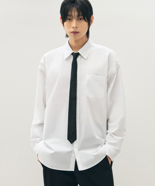 DRAW FIT（ドローフィット）の「ペーパーコットンオーバーサイズシャツ[ホワイト]（シャツ/ブラウス・メンズ・その他・LARGE/MEDIUM/X-LARGE）」の2枚目の写真