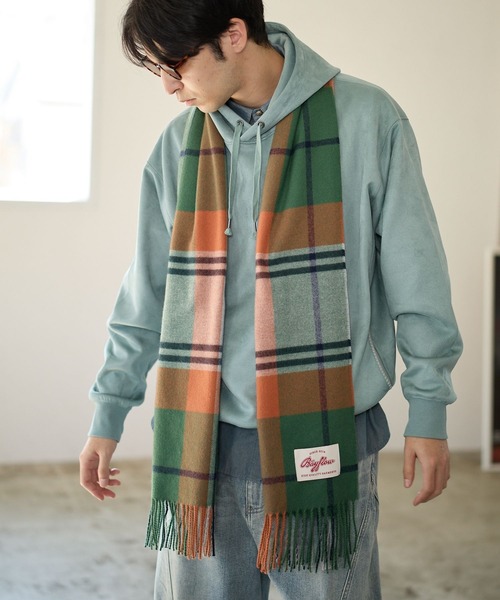 BAYFLOW(ベイフロー)の「アソートチェックマフラー(ストール/ショール・メンズ・ブラウン/グリーン/ネイビー・FREE)」の2枚目の写真