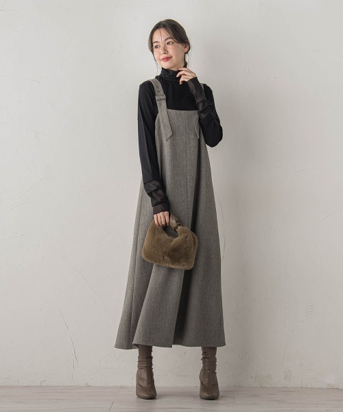 Droite lautreamont（ドロワットロートレアモン）の「ミックスツイードジャンスカ（ワンピース・レディース・ライトグレー/ブラウン/チャコールグレー・M）」の8枚目の写真