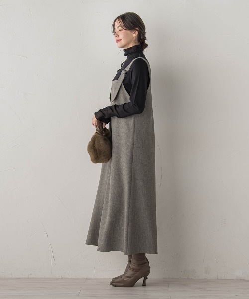 Droite lautreamont（ドロワットロートレアモン）の「ミックスツイードジャンスカ（ワンピース・レディース・ライトグレー/ブラウン/チャコールグレー・M）」の10枚目の写真