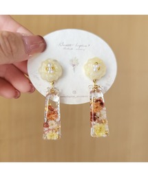 【Sweetlupine】【Sweetlupine】【オレンジ】淡い花形 クリアステック フラワー お花いっぱい レジン ♡ニッケルイヤリング(MA)
