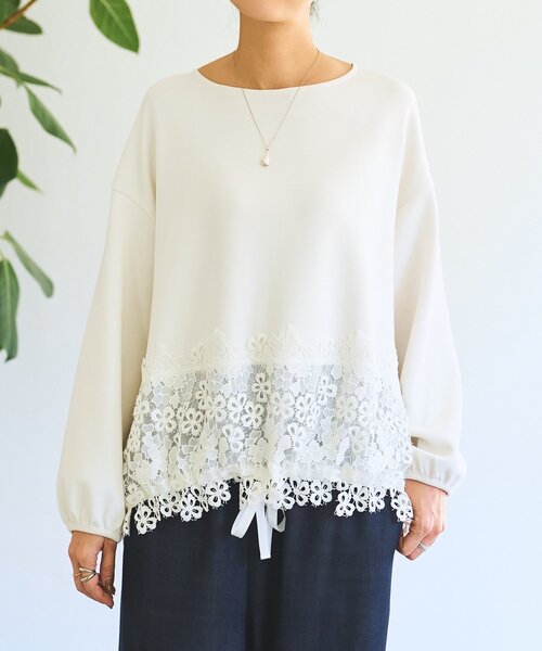 BEARDSLEY（ビアズリー）の「ダンボール裾レースプルオーバー（Tシャツ