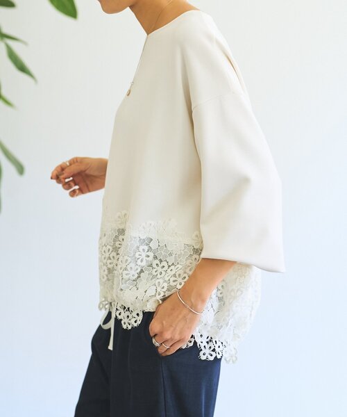 BEARDSLEY（ビアズリー）の「ダンボール裾レースプルオーバー（Tシャツ/カットソー・レディース・ブラック/ホワイト・FREE）」の5枚目の写真