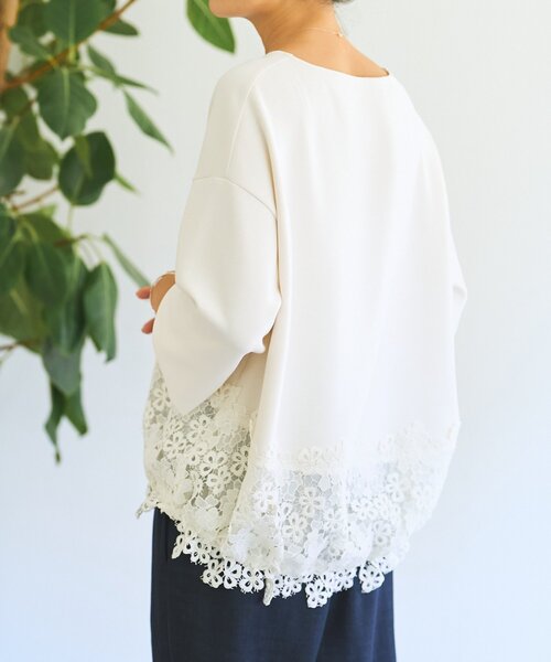 BEARDSLEY（ビアズリー）の「ダンボール裾レースプルオーバー（Tシャツ/カットソー・レディース・ブラック/ホワイト・FREE）」の6枚目の写真