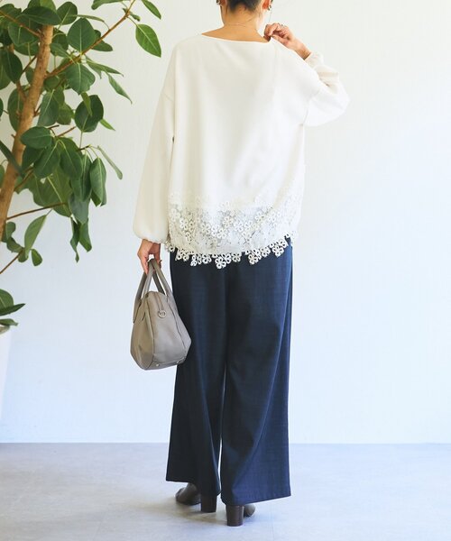 BEARDSLEY（ビアズリー）の「ダンボール裾レースプルオーバー（Tシャツ/カットソー・レディース・ブラック/ホワイト・FREE）」の10枚目の写真