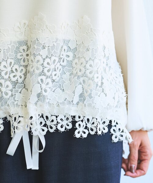 BEARDSLEY（ビアズリー）の「ダンボール裾レースプルオーバー（Tシャツ/カットソー・レディース・ブラック/ホワイト・FREE）」の16枚目の写真