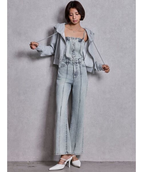 BACKリボンデニムロンパース（つなぎ/オールインワン）｜GYDA