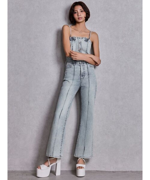 GYDA（ジェイダ）の「BACKリボンデニムロンパース（つなぎ/オールインワン・レディース・インディゴブルー/ライトブルー/オフホワイト・MEDIUM/SMALL/X-SMALL）」の7枚目の写真