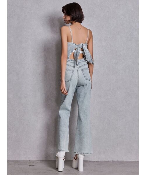 GYDA（ジェイダ）の「BACKリボンデニムロンパース（つなぎ/オールインワン・レディース・インディゴブルー/ライトブルー/オフホワイト・MEDIUM/SMALL/X-SMALL）」の8枚目の写真