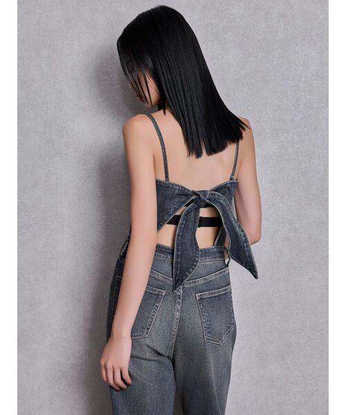 GYDA（ジェイダ）の「BACKリボンデニムロンパース（つなぎ/オールインワン・レディース・インディゴブルー/ライトブルー/オフホワイト・MEDIUM/SMALL/X-SMALL）」の9枚目の写真