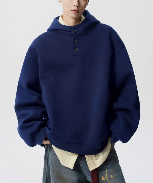 SBG(エスビー)の「SBG ルーズフィット ハイネックフーディー(スウェット・メンズ・グレー/ネイビー・LARGE/MEDIUM)」の1枚目の写真