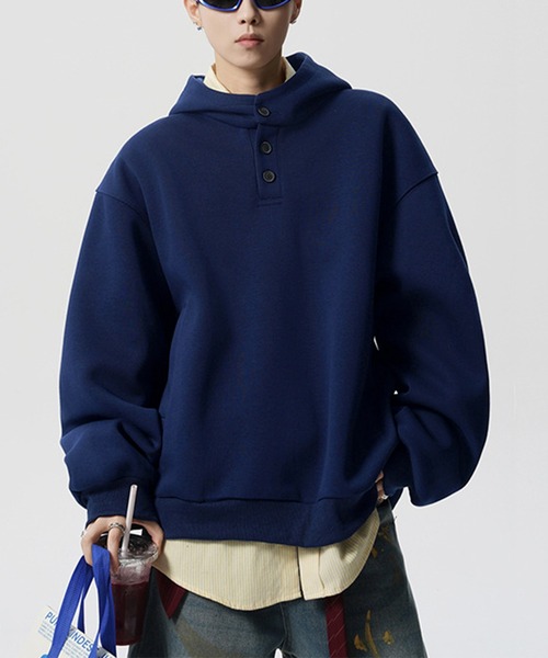 SBG(エスビー)の「SBG ルーズフィット ハイネックフーディー(スウェット・メンズ・グレー/ネイビー・LARGE/MEDIUM)」の6枚目の写真