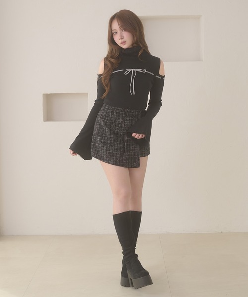 Ambre Neige(アンブルネージュ)の「tweed back ribbon skirt pants / ツイードバックリボンスカパン(その他パンツ・レディース・アイボリー/ブラック・FREE)」の19枚目の写真