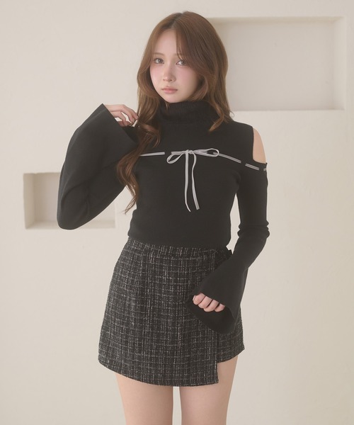 Ambre Neige(アンブルネージュ)の「tweed back ribbon skirt pants / ツイードバックリボンスカパン(その他パンツ・レディース・アイボリー/ブラック・FREE)」の12枚目の写真
