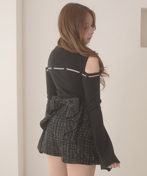 Ambre Neige(アンブルネージュ)の「tweed back ribbon skirt pants / ツイードバックリボンスカパン(その他パンツ・レディース・アイボリー/ブラック・FREE)」の13枚目の写真