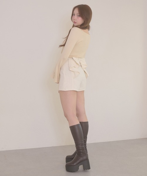 Ambre Neige(アンブルネージュ)の「tweed back ribbon skirt pants / ツイードバックリボンスカパン(その他パンツ・レディース・アイボリー/ブラック・FREE)」の9枚目の写真