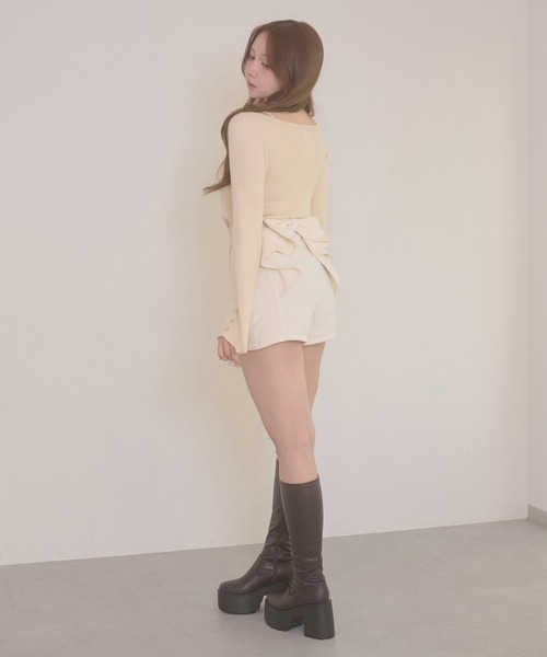 Ambre Neige(アンブルネージュ)の「tweed back ribbon skirt pants / ツイードバックリボンスカパン(その他パンツ・レディース・アイボリー/ブラック・FREE)」の10枚目の写真
