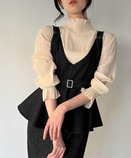 junoah（ジュノア）の「デニムVネックペプラムキャミワンピース（ワンピース・レディース・ブルー/ブラック/ダークブルー・LARGE/MEDIUM/SMALL）」の20枚目の写真