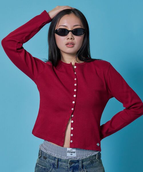 SEQUENZ(シークエンズ)の「※WEB限定 / シルバープレート / レディースフィットカーディガン /sqnz fit cardigan(Tシャツ/カットソー・レディース・ライトグレー/ネイビー/バーガンディー/ブラック・MEDIUM/SMALL)」の12枚目の写真