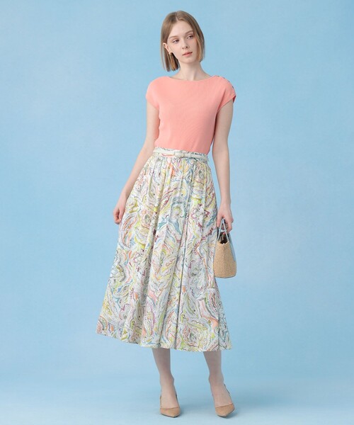 ANAYI(アナイ)の「【セットアップ対応商品】ペイントペイズリープリントフレア スカート(スカート・レディース・ピンク/マルチ・38/36/34)」の9枚目の写真