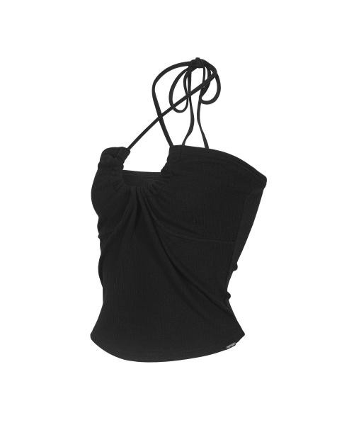 Anothera(アナザーエー)の「ホルターネックシェイリングチューブトップ_ブラック(Tシャツ/カットソー・レディース・その他・FREE)」の2枚目の写真