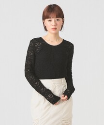 Ray BEAMS | ジャカード レース クルーネック Tシャツ(Tシャツ/カットソー)