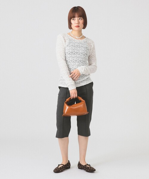 Ray BEAMS（レイビームス）の「ジャカード レース クルーネック Tシャツ（Tシャツ/カットソー・レディース・ホワイト/ブラック/サックスブルー・ONE SIZE）」の8枚目の写真