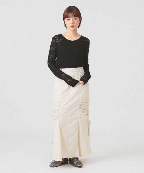 Ray BEAMS（レイビームス）の「ジャカード レース クルーネック Tシャツ（Tシャツ/カットソー・レディース・ホワイト/ブラック/サックスブルー・ONE SIZE）」の12枚目の写真